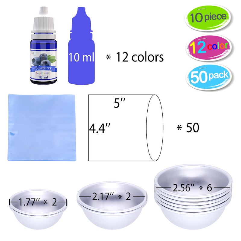 DecorRom Bath Bomb Mold Set with Soap Colorant, Shrink Wrap Bags - Skin Safe Food Grade Soap Dye for Bath Bomb Making Supplies Kit - Liquid Dye for CP M&P Soap Coloring, Crafts - with Instructions Adult Hobby - Image 4